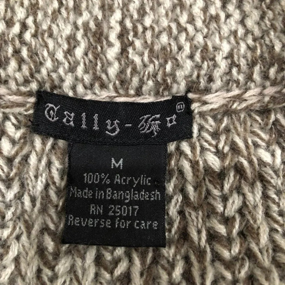 Vintage Tally Ho Single button cardigan heathered cream and brown Size Medium - Picture 6 of 10